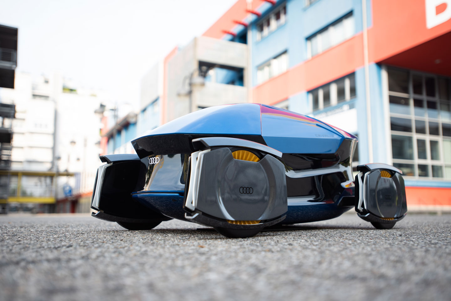 Audi Crisalis physical prototype photographed from a low front three-quarter view