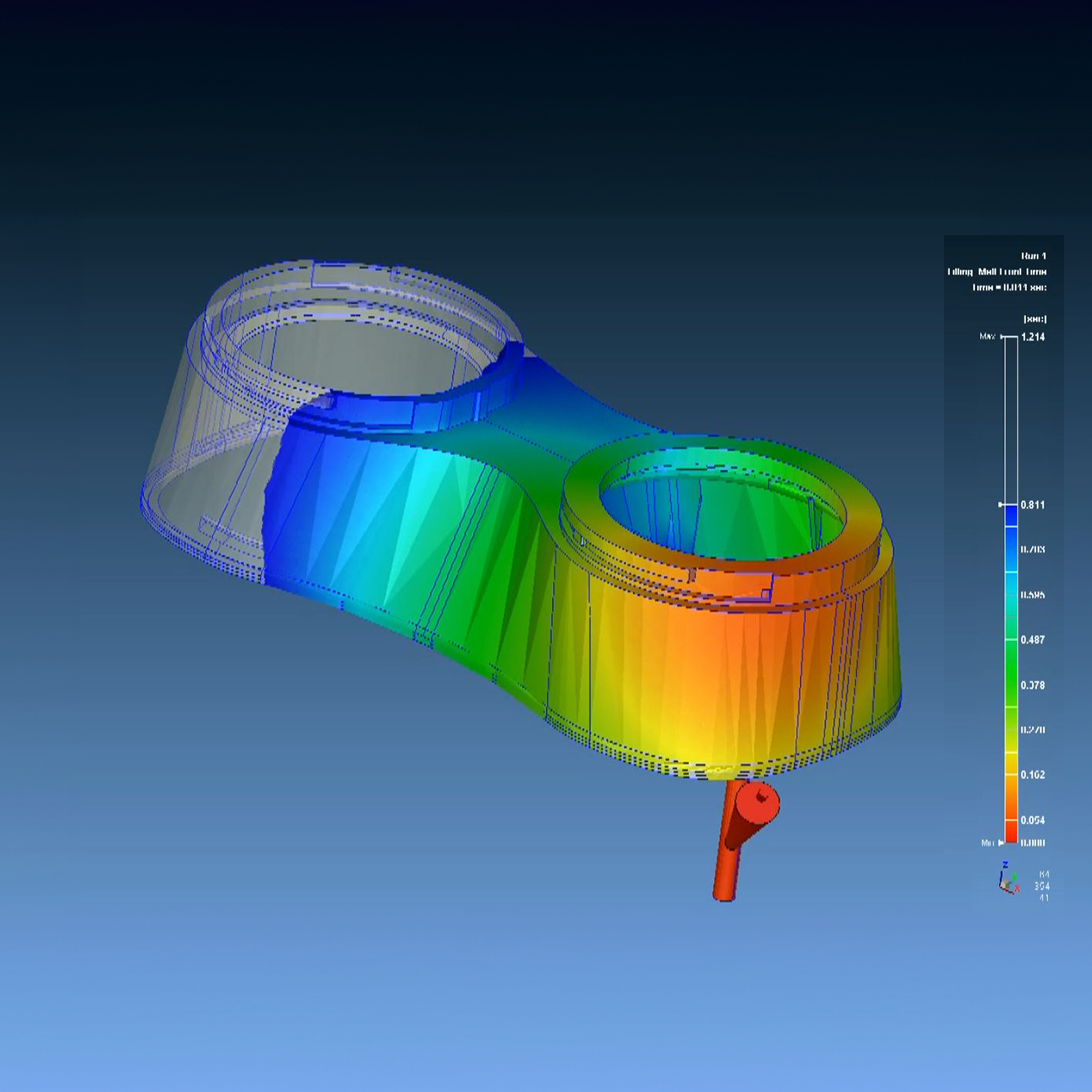 Structural simulation of a Droid component showing deformation analysis
