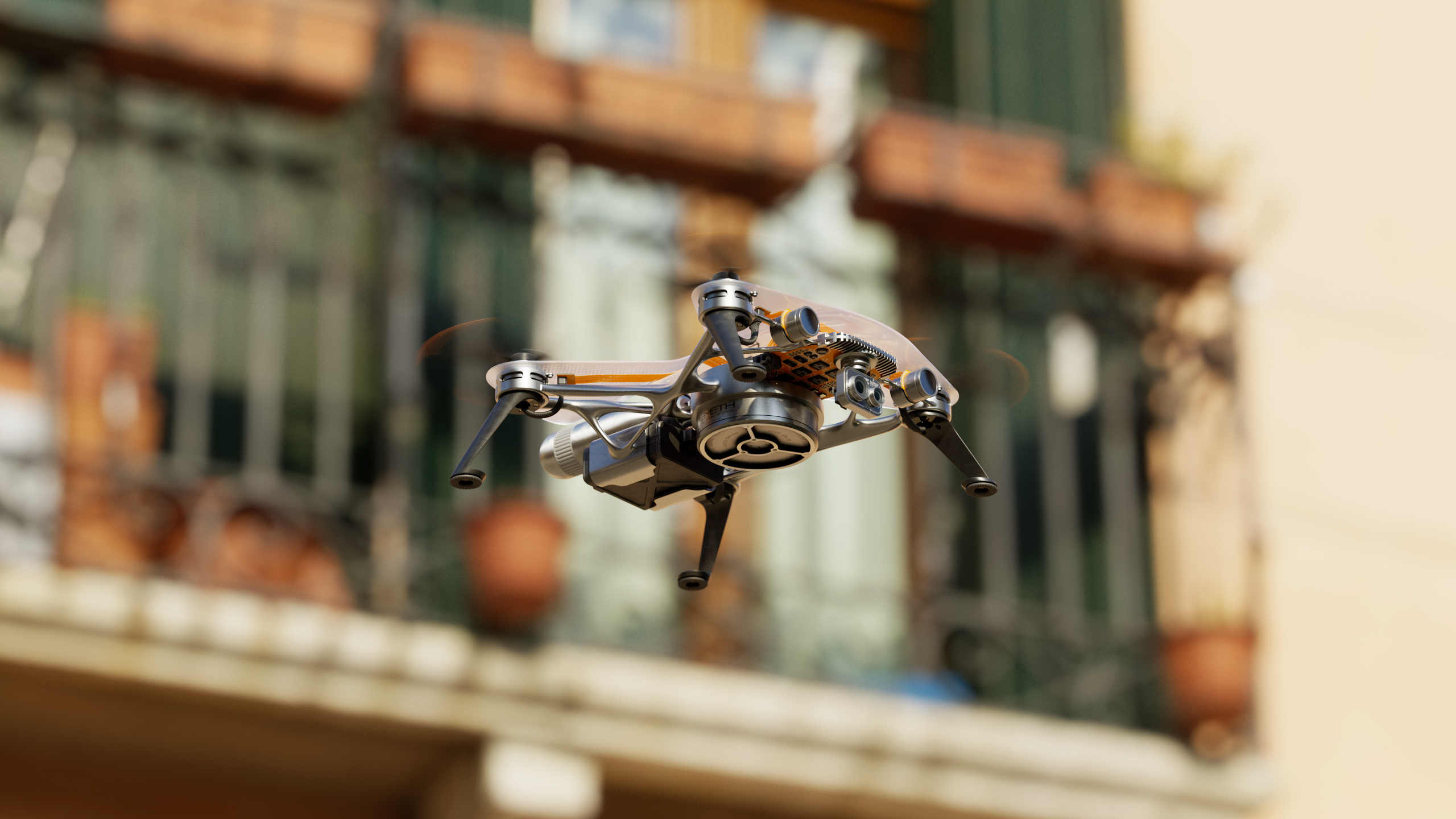 P11 Emeth drone flying in an urban environment