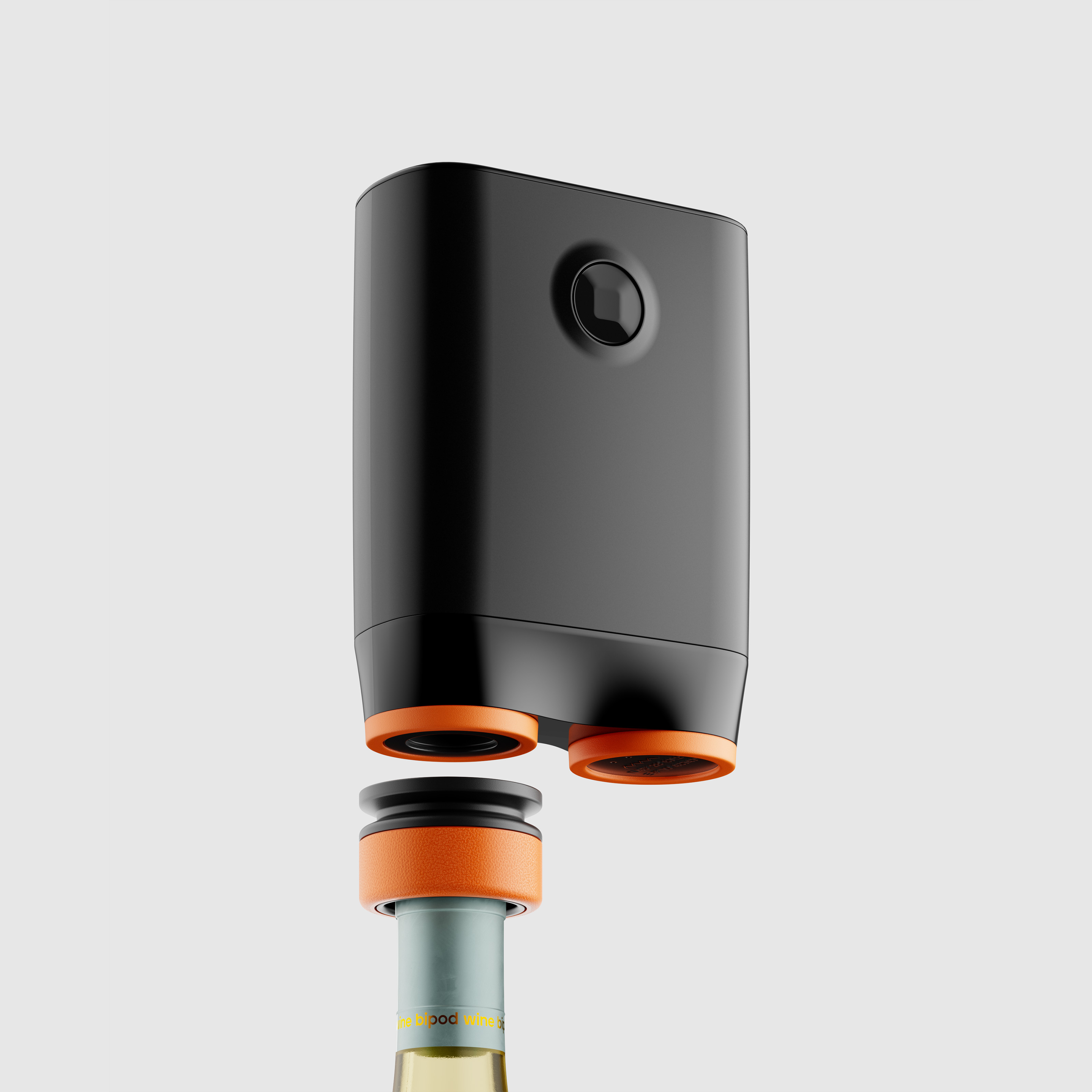 Kabuto wine preservation device connecting to the stopper on a bottle