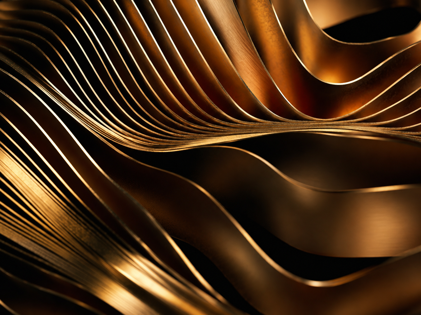 Gold ribbon geometry generated through a cymatic sound-based design process